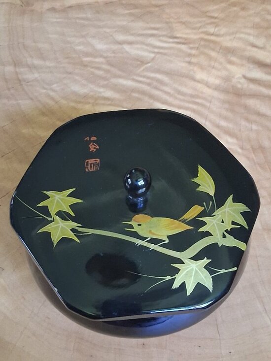 Other - Vintage 1950s Japanese Lacquer Dresser / Powder Bowl with Lid